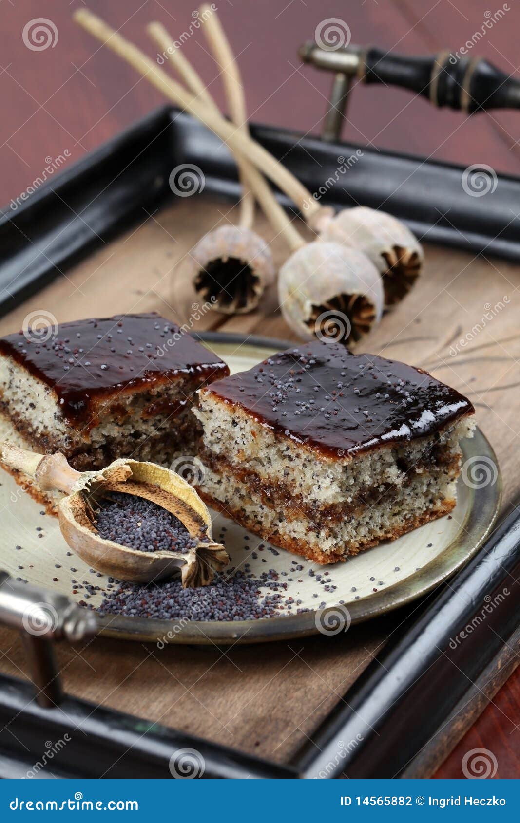 Poppy Seed Sponge Cake with Plum Jam Stock Photo Image of breakfast