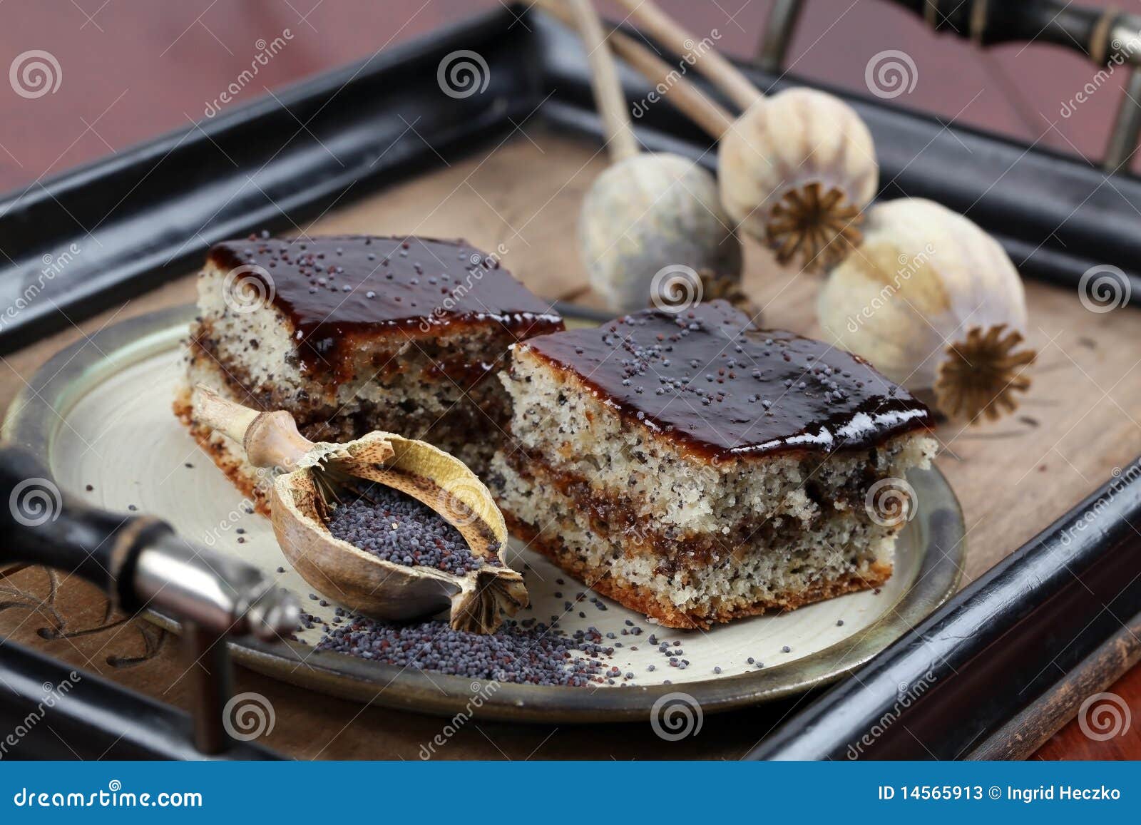 Poppy Seed Sponge Cake with Plum Jam Stock Image Image of poppy