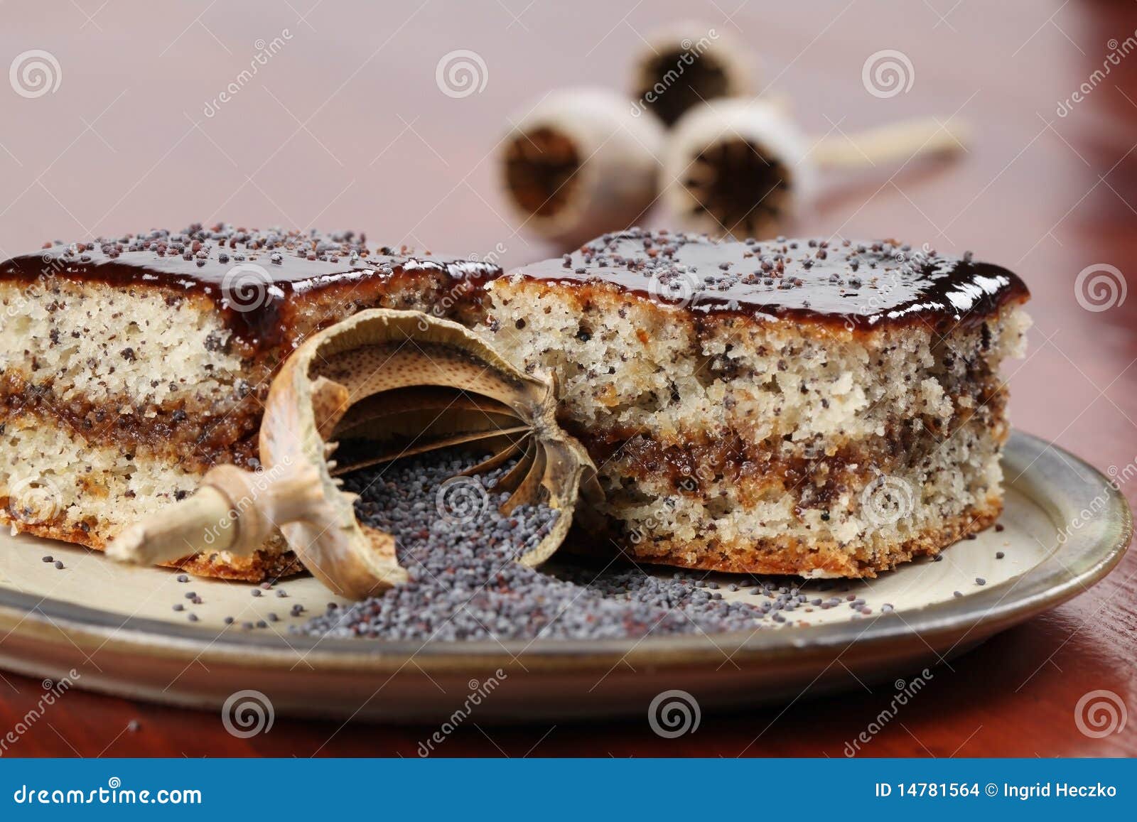 Poppy Seed Sponge Cake with Plum Jam Stock Photo Image of ingredient