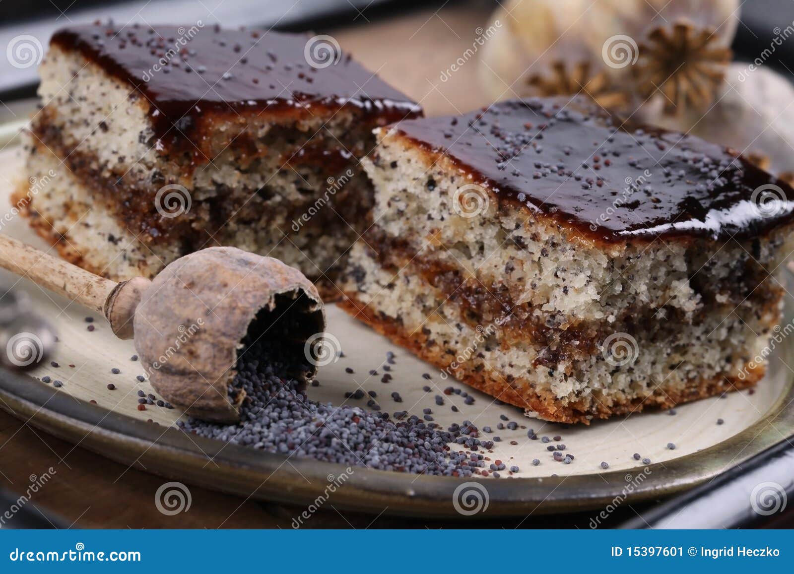 Poppy Seed Sponge Cake with Plum Jam Stock Image Image of seed, plum