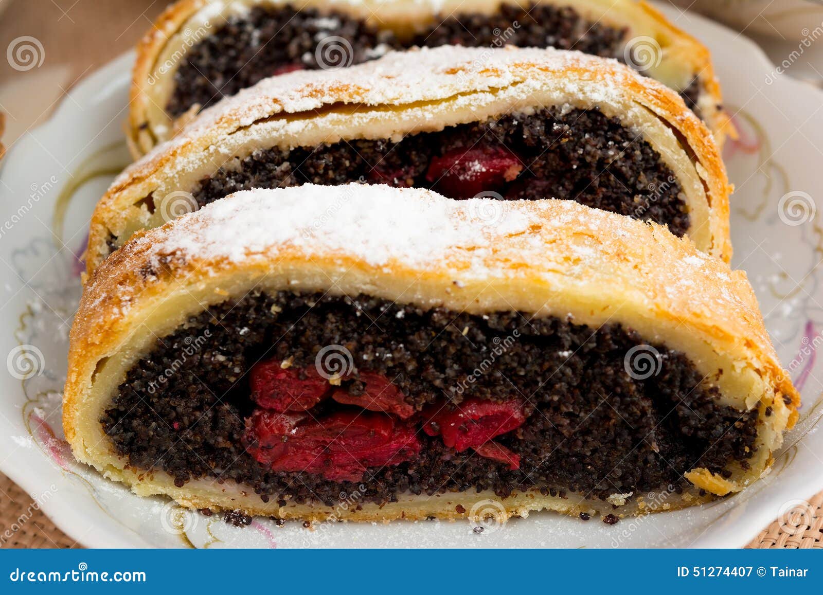 Poppy Seed Strudel with Cherry Stock Image Image of holiday, food
