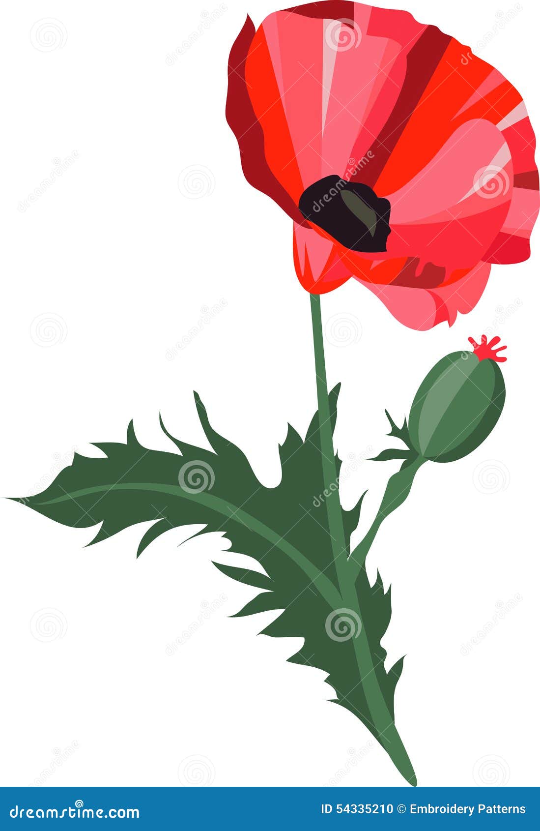 Poppy Stem stock vector. Illustration of colorful, bloom - 54335210