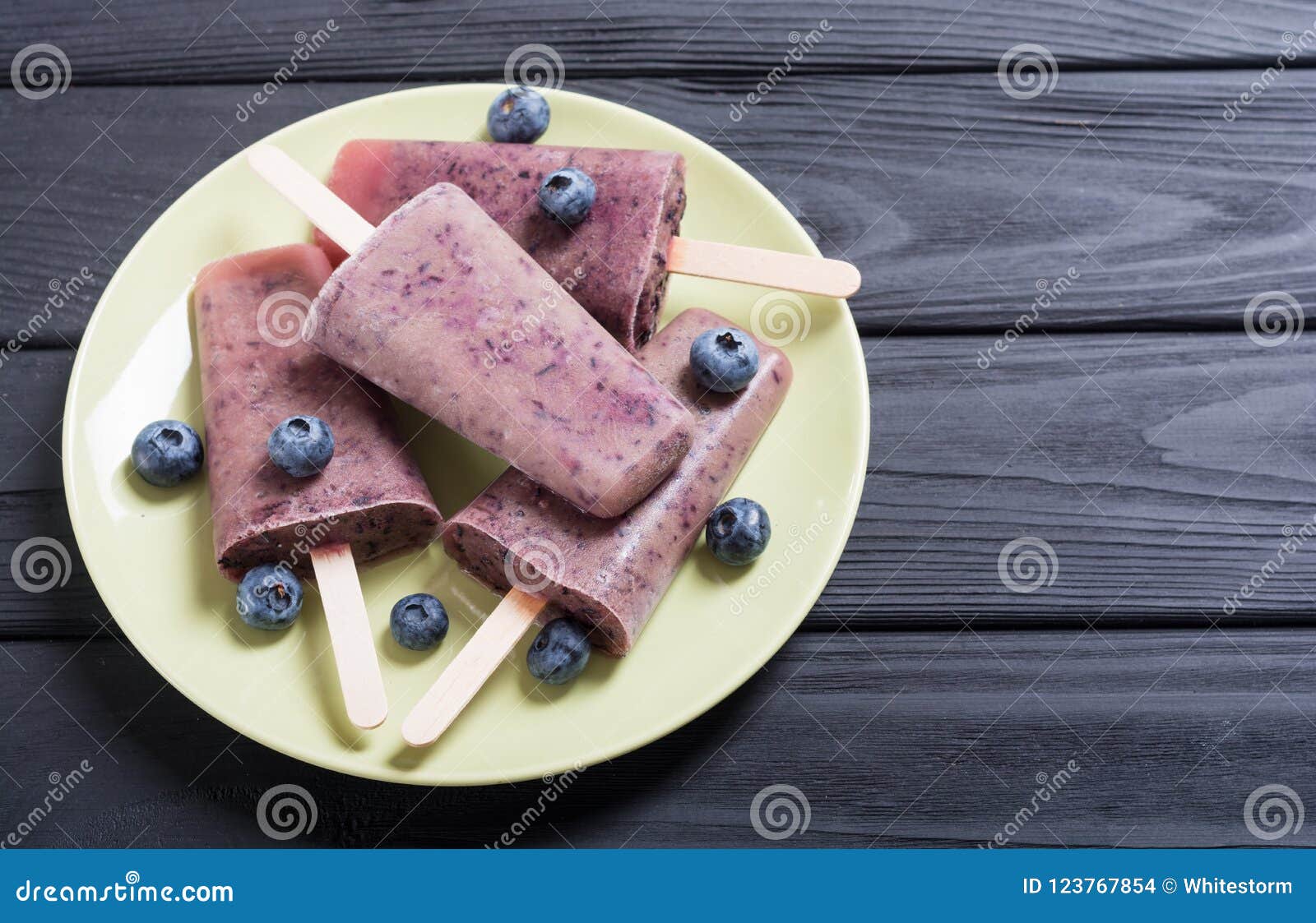 Popsicle with Blueberries and Yogurt Stock Photo Image of flavor