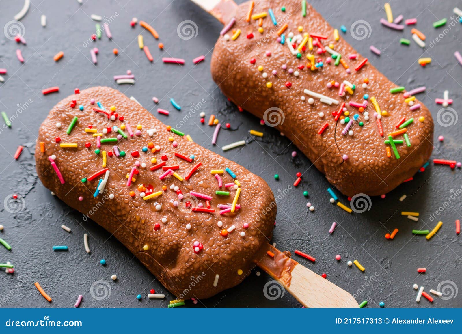 Popsicle with Multicolored Sprinkles Closeup Stock Image Image of
