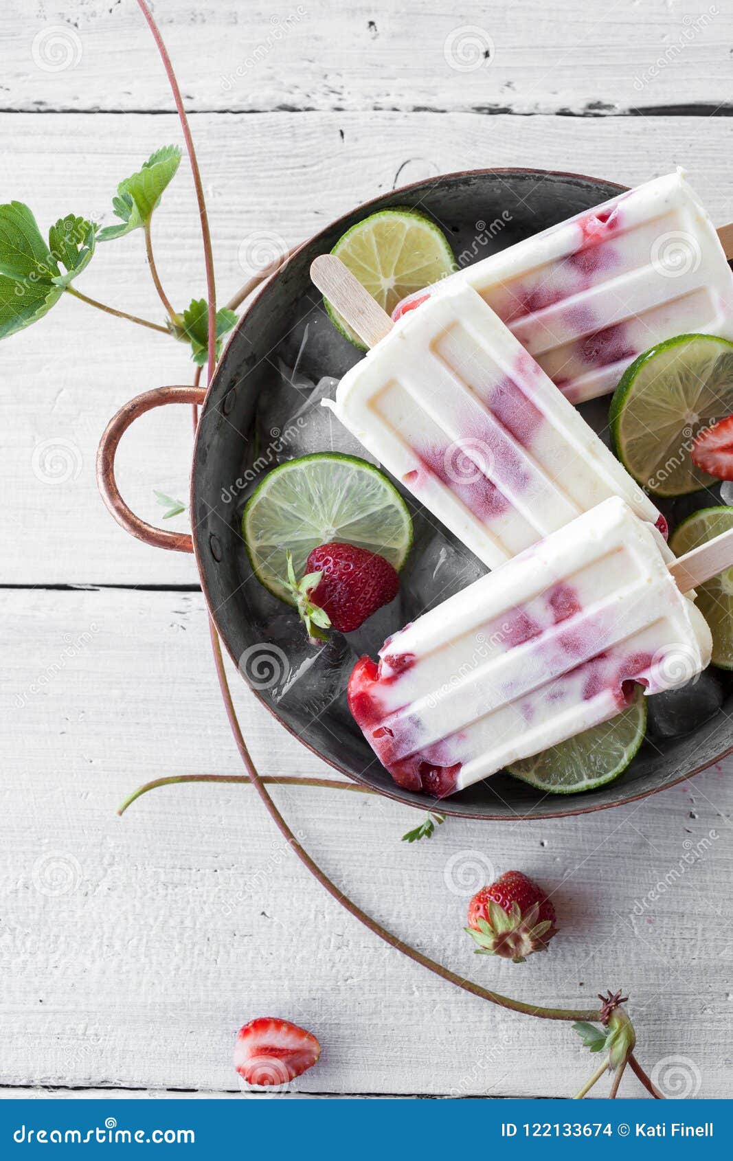 Strawberry-lime popsicles stock photo. Image of fruit - 122133674