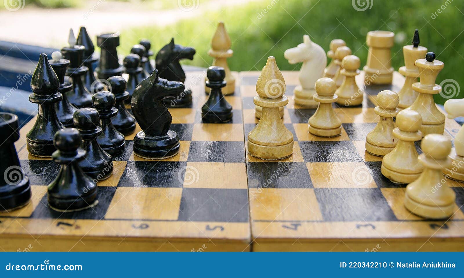 Popular Arrangement of Chess Pieces Spanish Game on a Chessboard