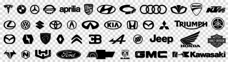 Popular Car and Motorcycle Brands Logos Editorial Image - Illustration ...