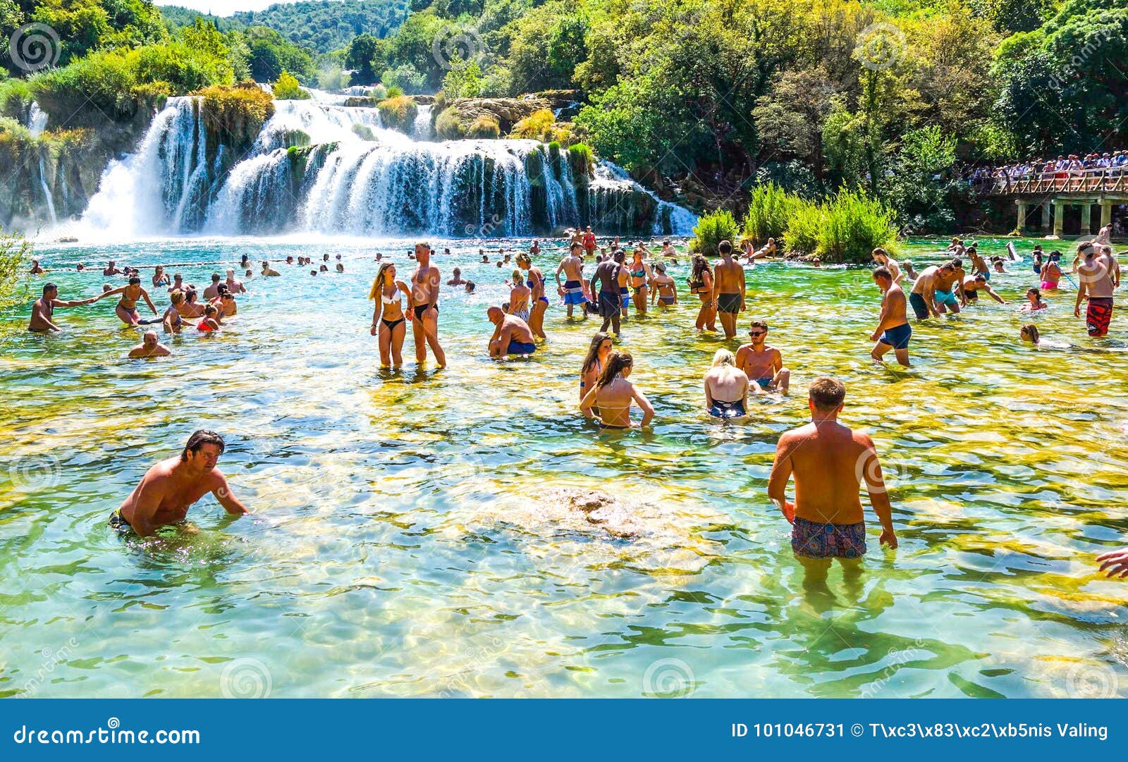 Popular Krka National Park With People Swimming In Croatia Editorial Photo Image Of Green River