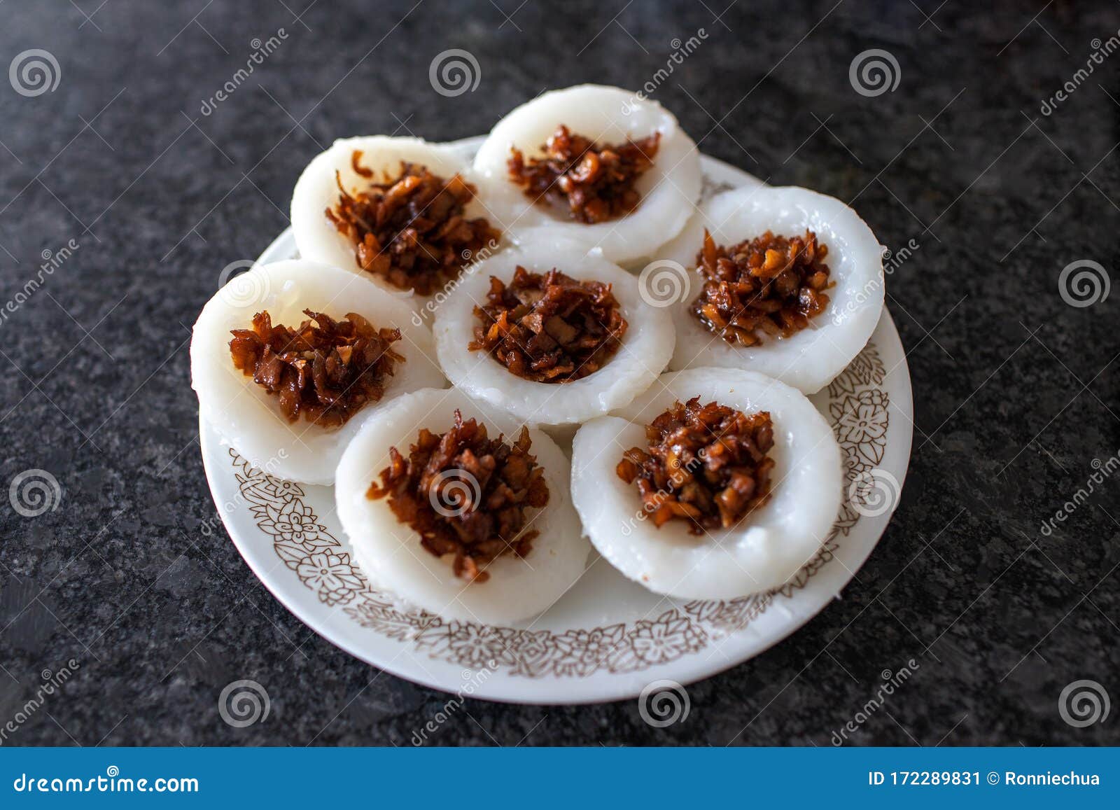 popular singapore breakfast chwee kueh steamed rice cake with preserved radish