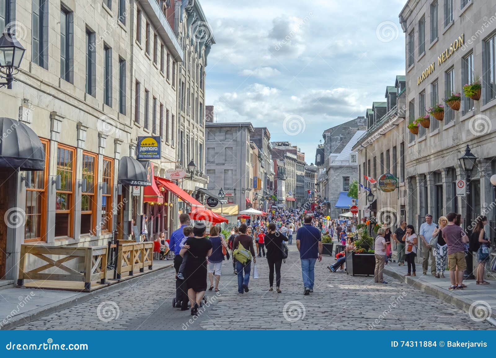 Popular St Paul Street in the Old Port. People Can Be Seen Around ...