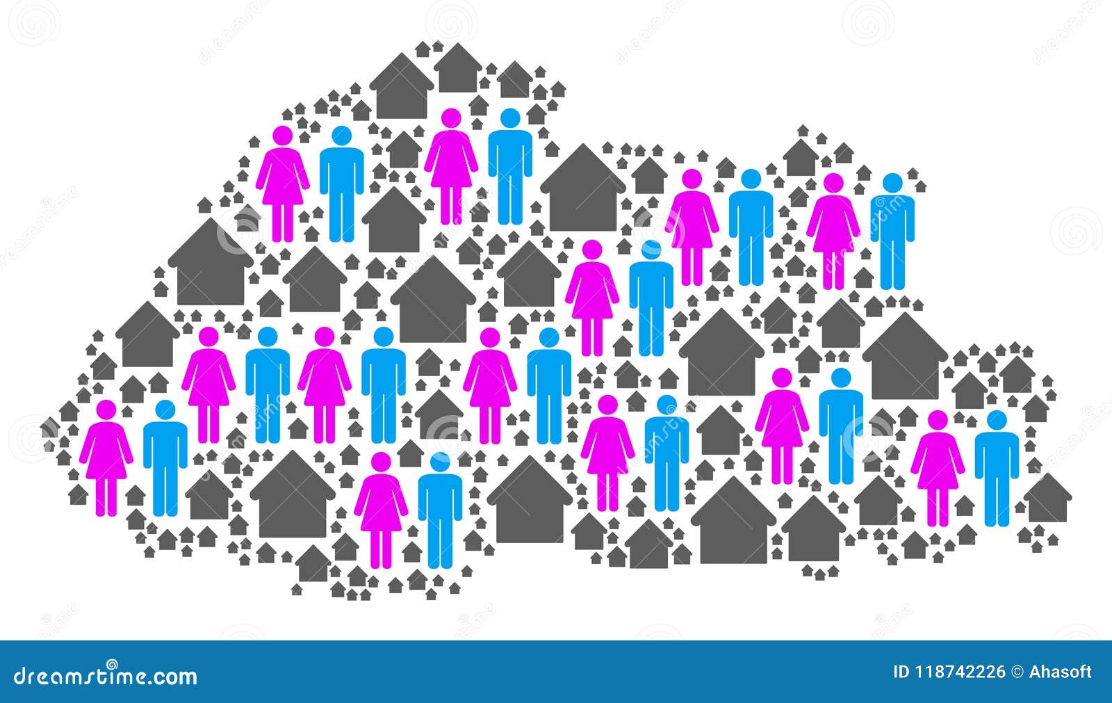 Demographics Bhutan Map Vector Illustration 118742226