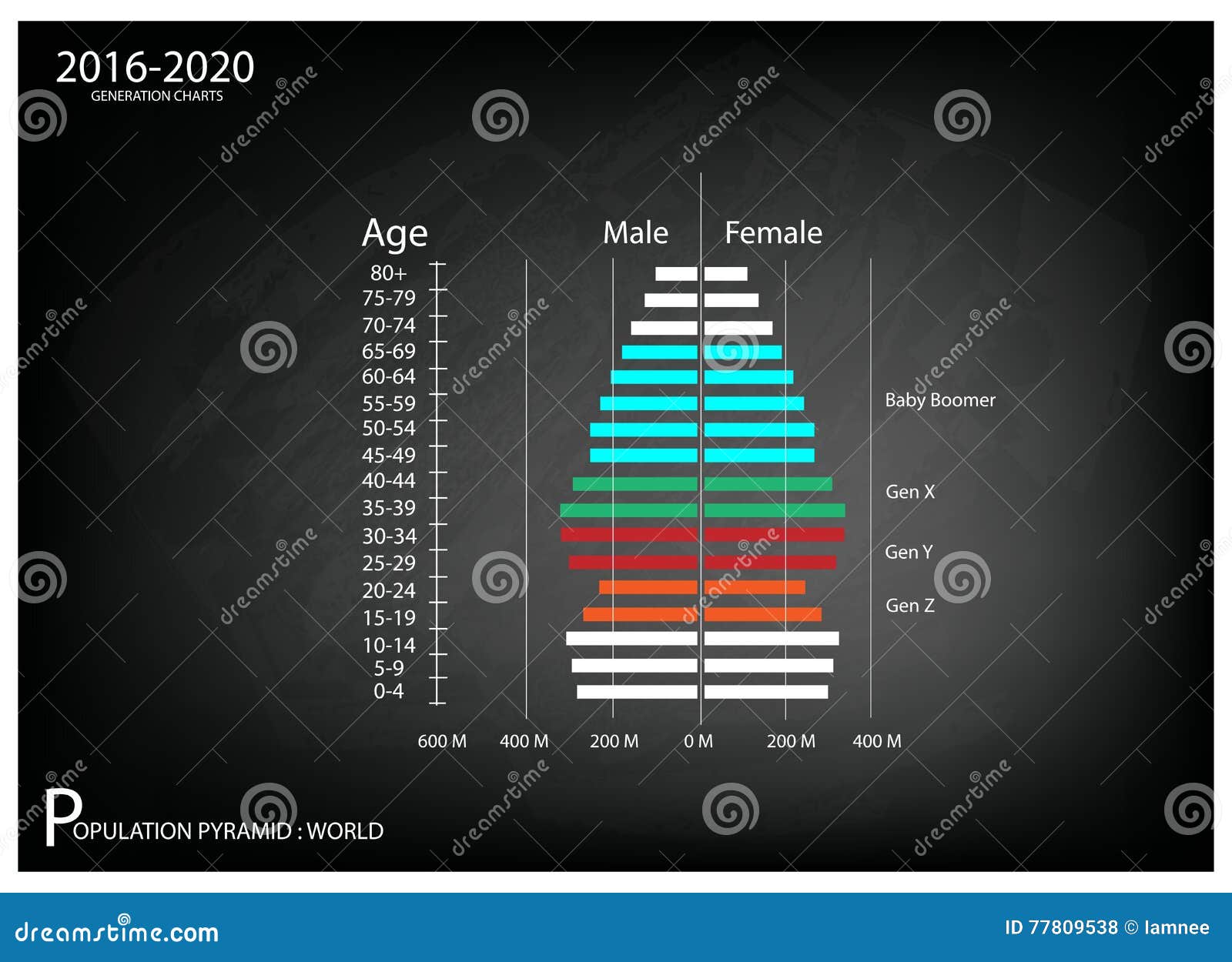 2016-2020 population pyramids graphs with 4 generation