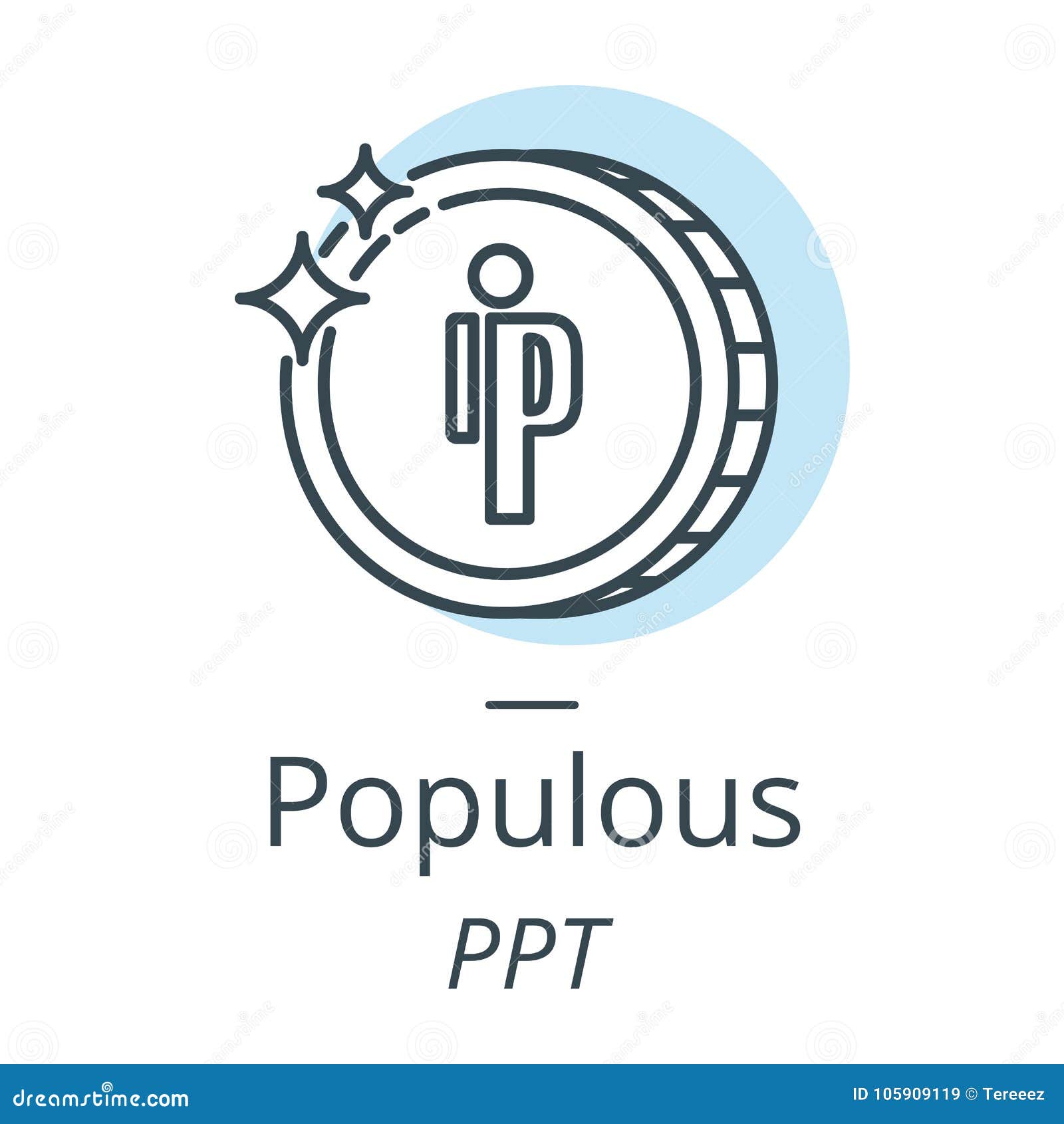 populous cryptocurrency coin line, icon of virtual currency