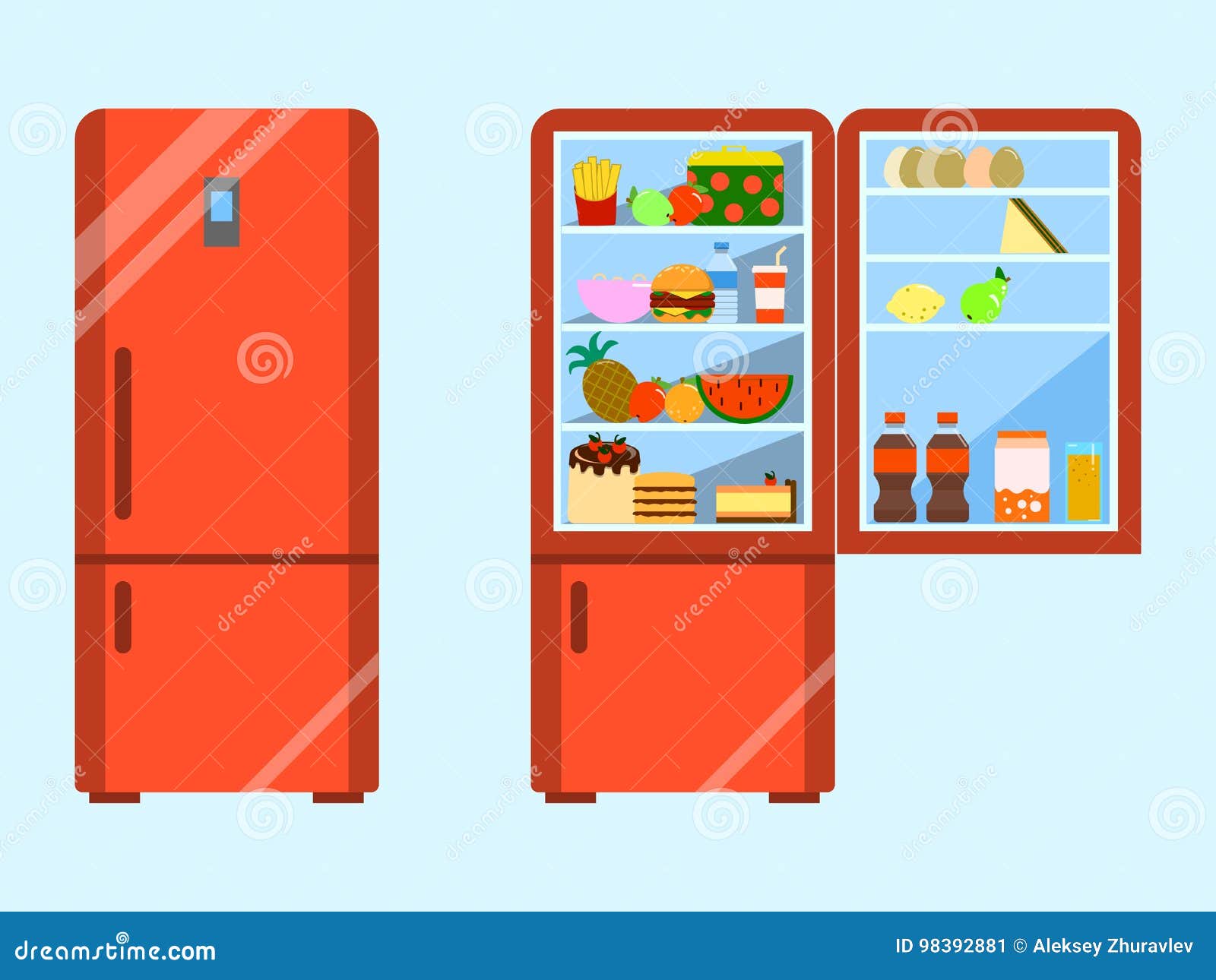 Ilustración de Refrigerador Pequeño y más Vectores Libres de Derechos de  Acero - Acero, Alimento, Cocina - Estructura de edificio - iStock