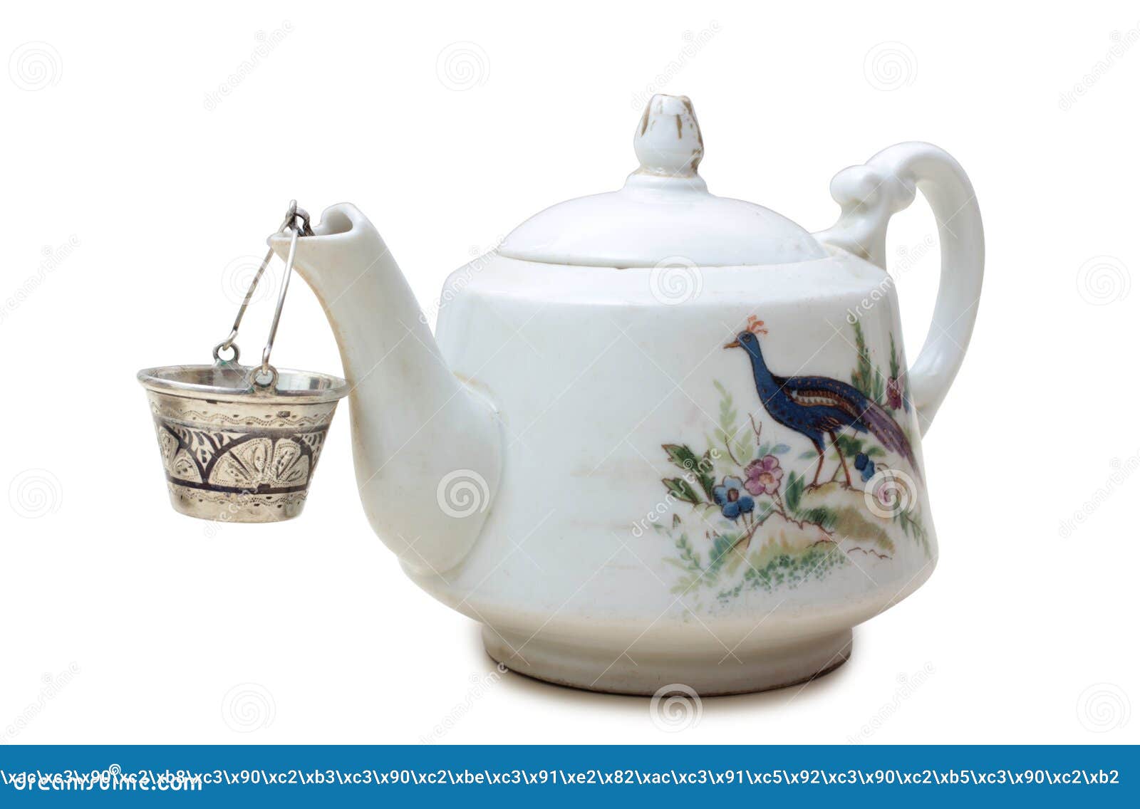 Porcelain teapot on a white background