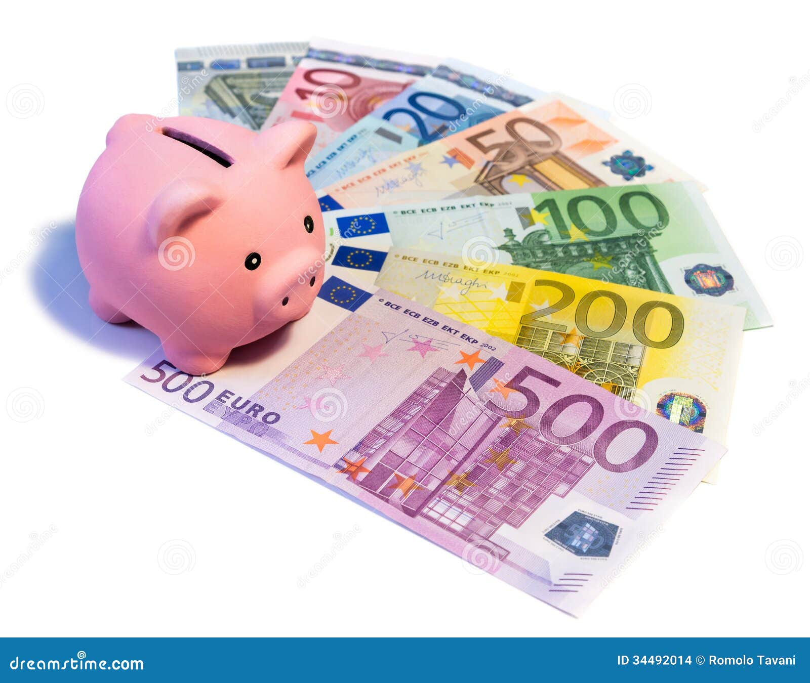 Porcellino Salvadanaio Sulle Euro Banconote Fotografia Stock - Immagine di  europeo, salvadanaio: 34492014