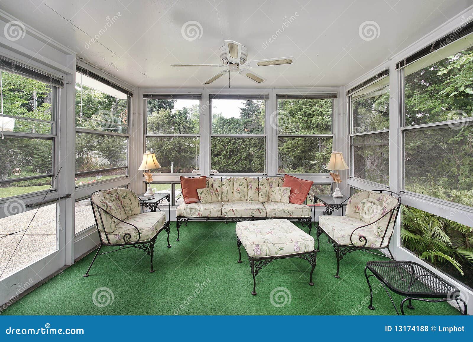 Porch with green flooring stock photo. Image of family 13174188