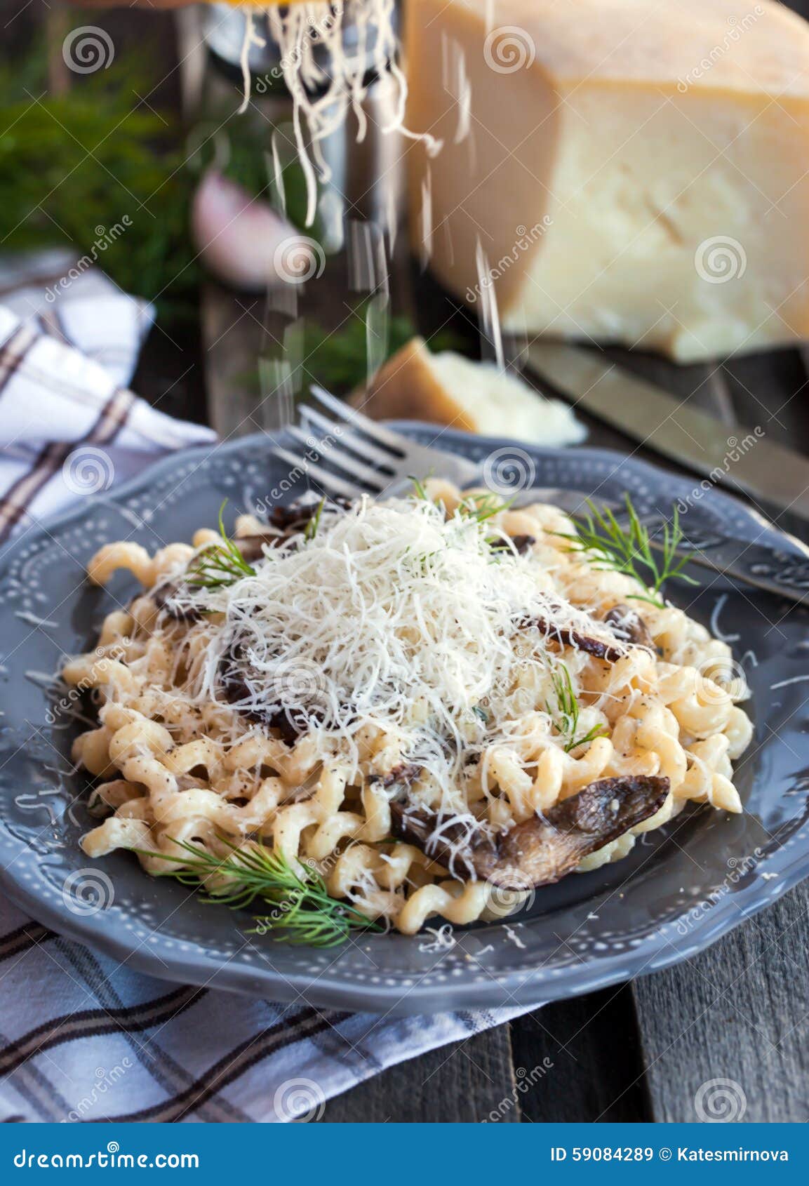 Porcini and parmesan pasta stock image. Image of porcini 59084289