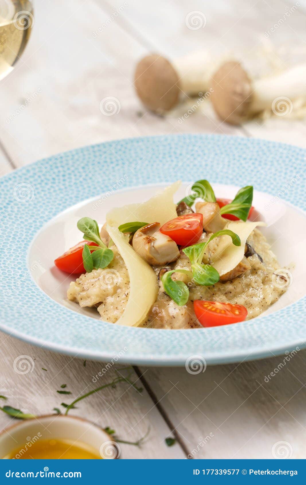 Porcini Risotto with Cheese Stock Image Image of bowl, herb 177339577