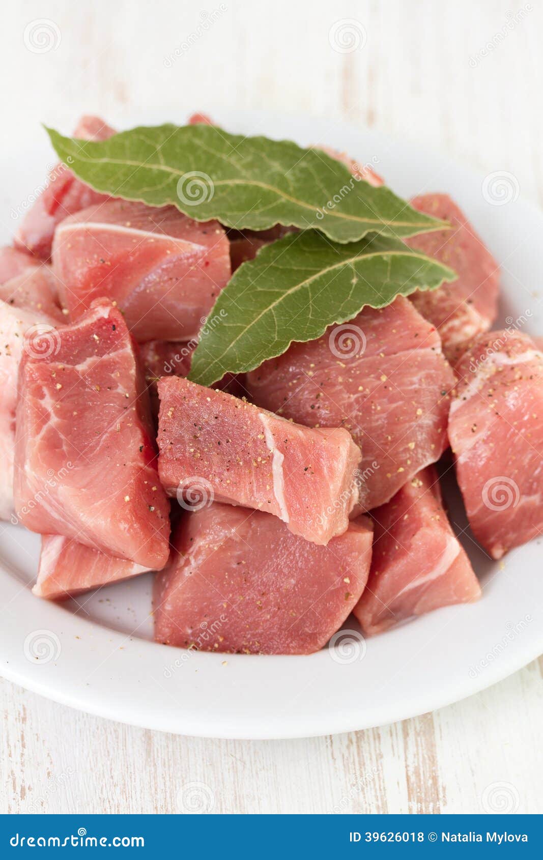 Pork with bay leaves stock photo. Image of plate, lunch 39626018