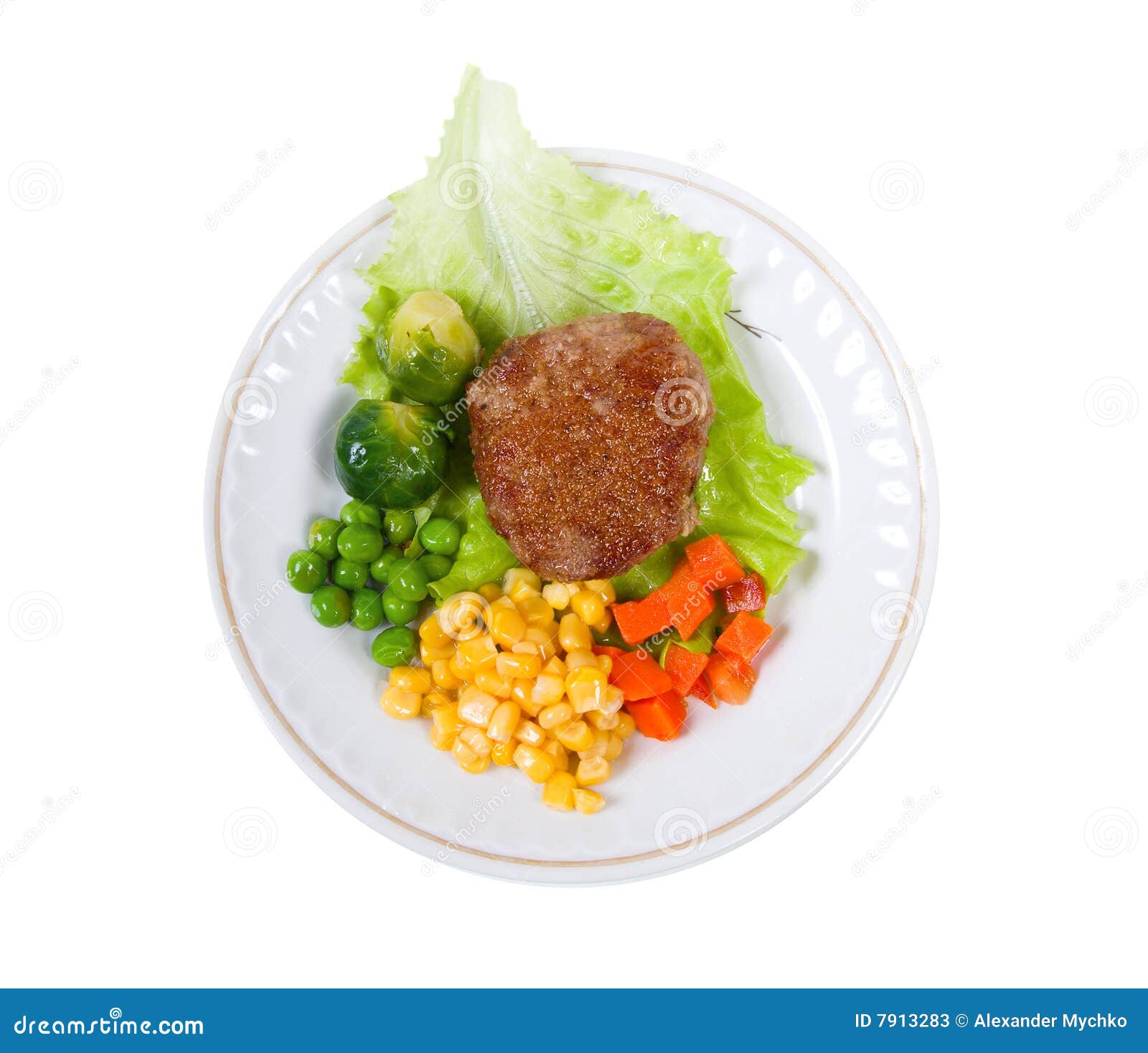 Pork chop with vegetables. stock image. Image of pink - 7913283