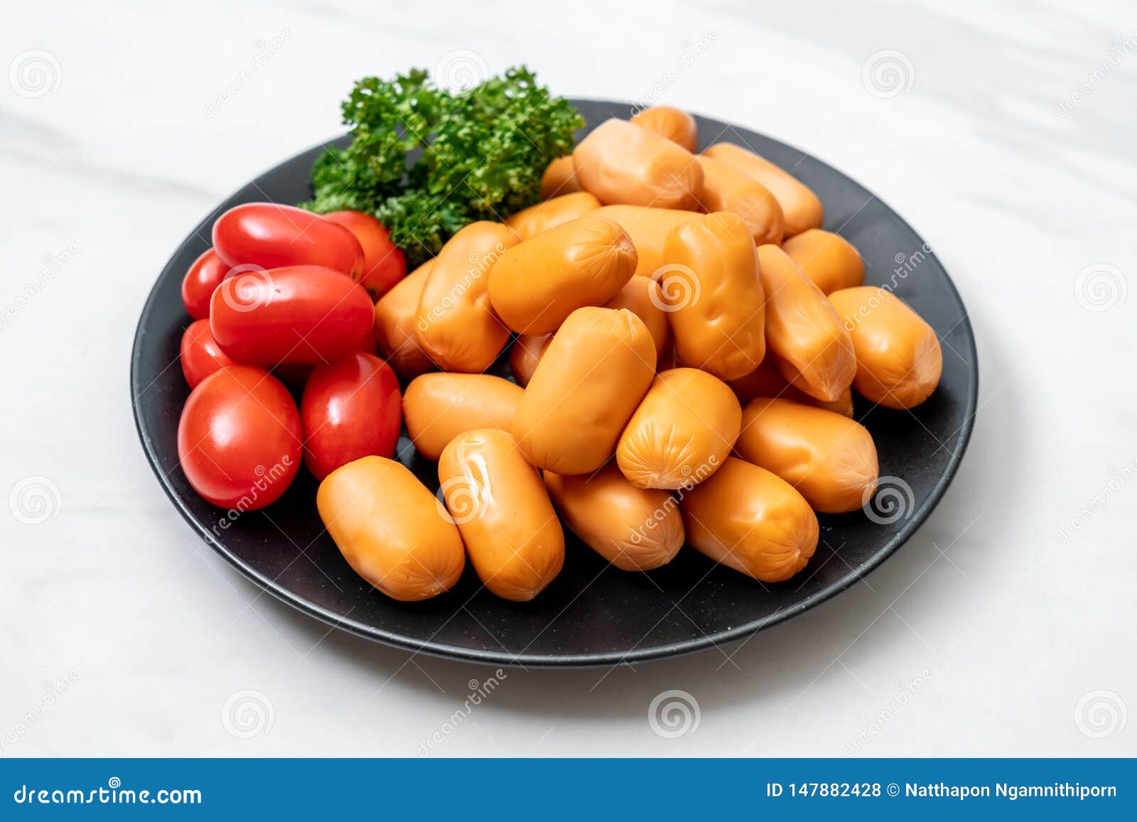 Pork cocktail sausage stock photo. Image of food, snack 147882428