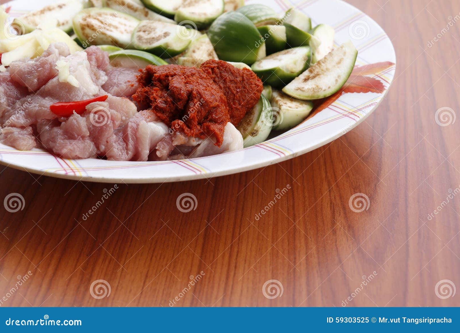 Pork Fried Eggplant Curry stock image. Image of dish 59303525