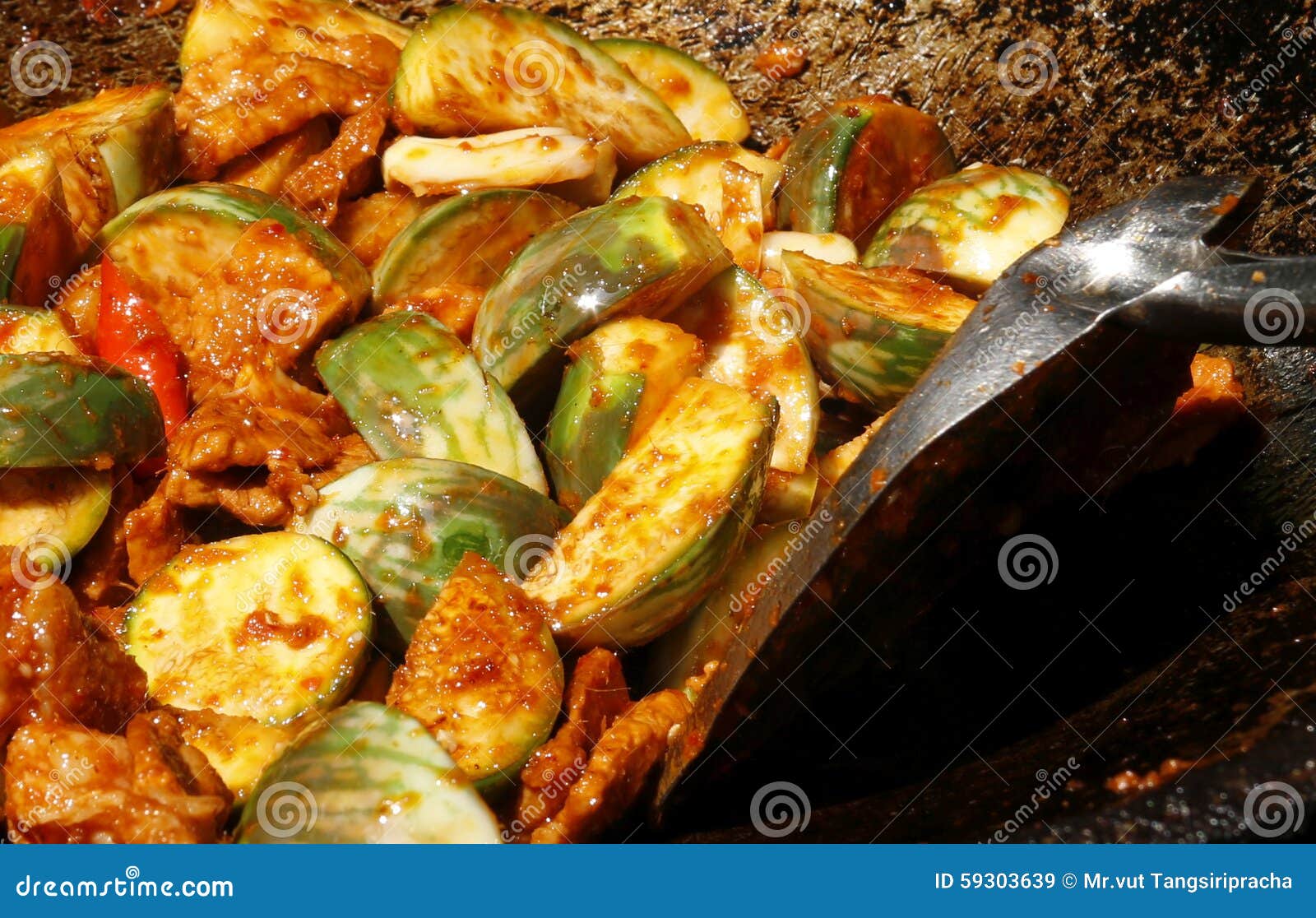 Pork Fried Eggplant Curry stock image. Image of eggplant 59303639