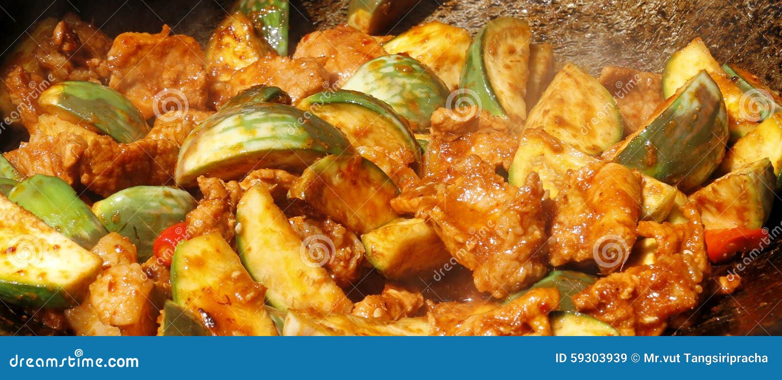 Pork Fried Eggplant Curry stock image. Image of peppers 59303939