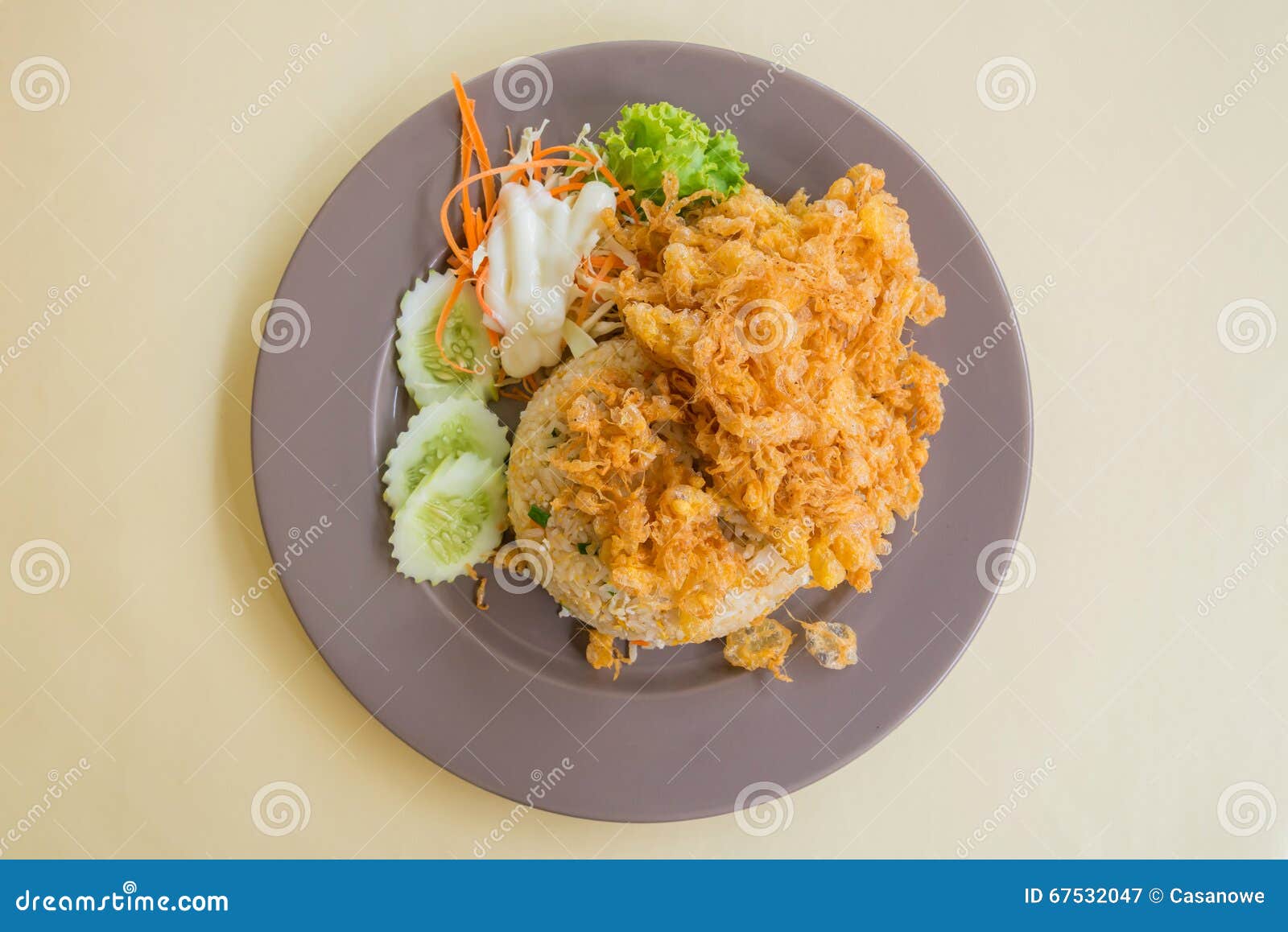 Pork Fried Rice with Omelet on Table Stock Image Image of fried, lunch 67532047