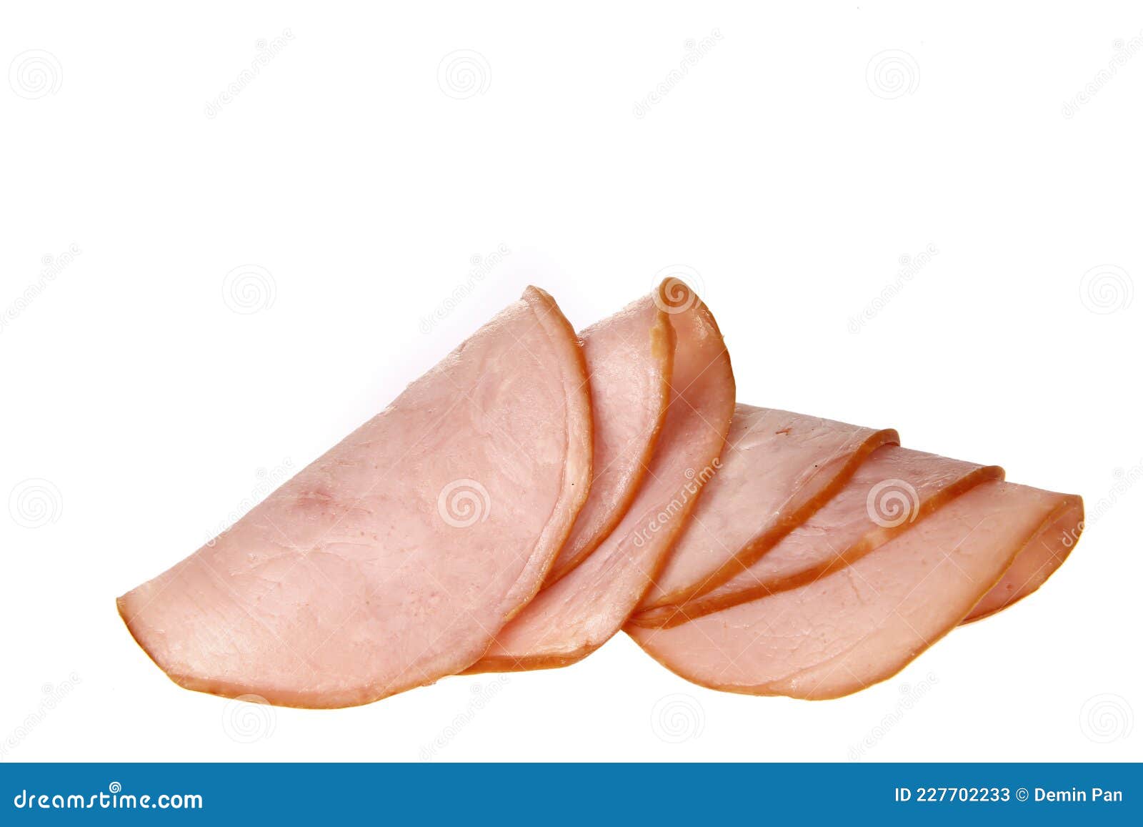 Pork Ham Slices Isolated on White Background Stock Image Image of