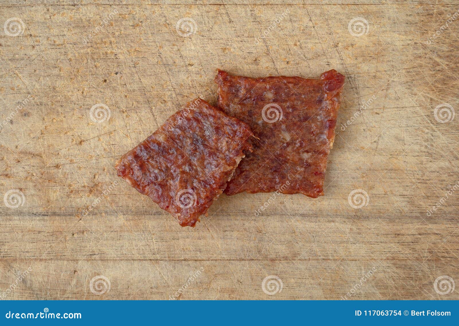 Pork Jerky on a Wood Cutting Board Stock Photo Image of cutting