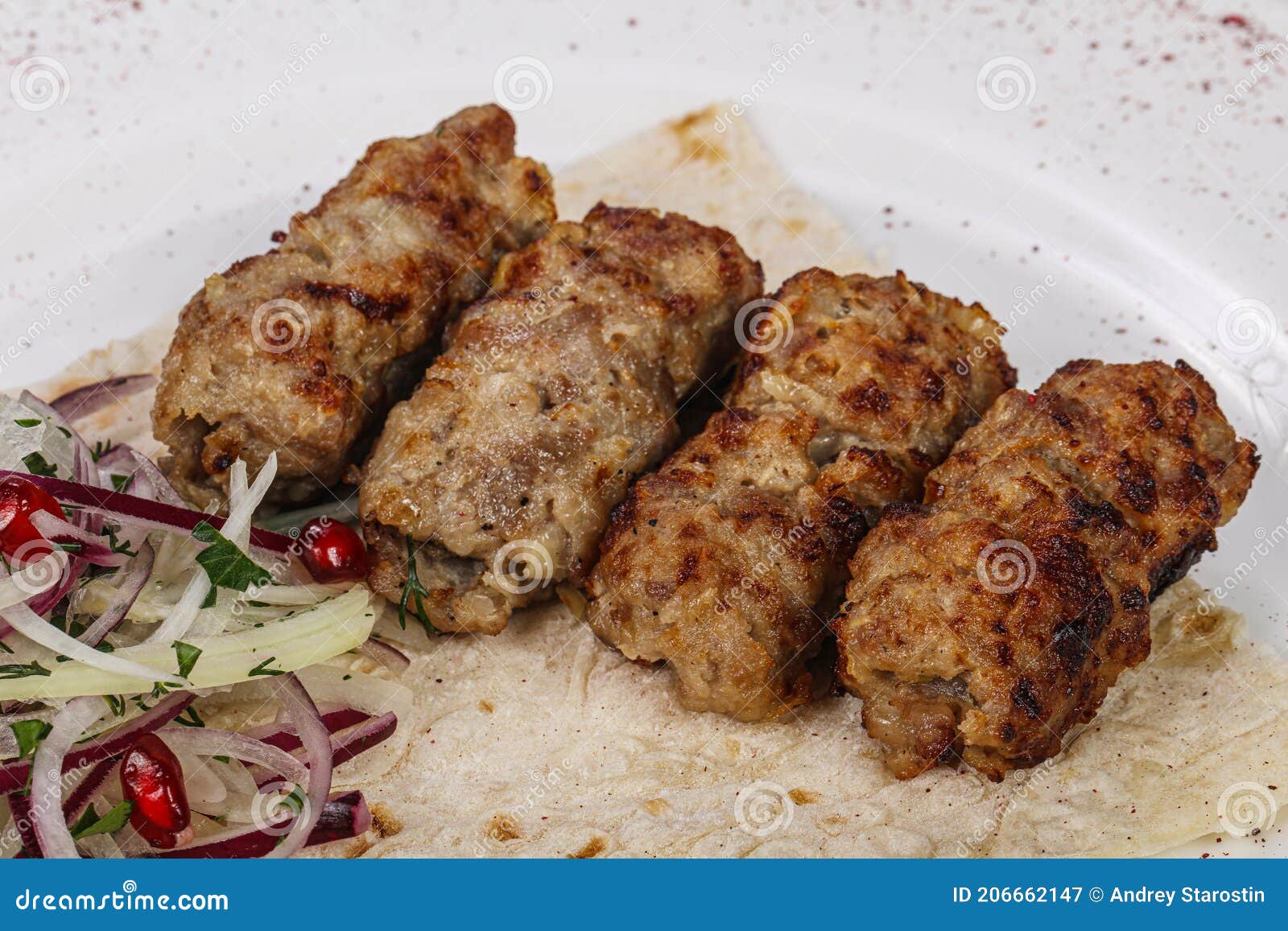 Pork Kebab with Minced Meat Stock Image Image of dining, dinner
