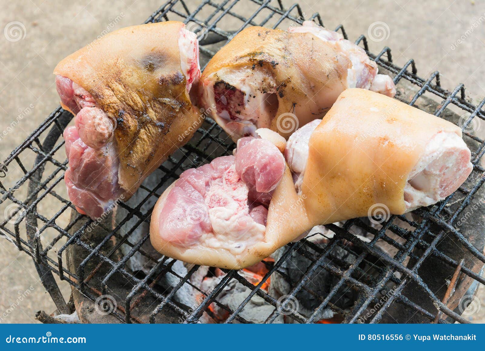 Pork leg on the grill stock photo. Image of chef, roast 80516556