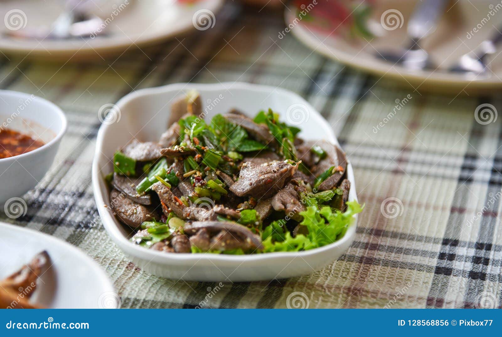 Pork Liver Spicy Salad stock photo. Image of cuisine - 128568856