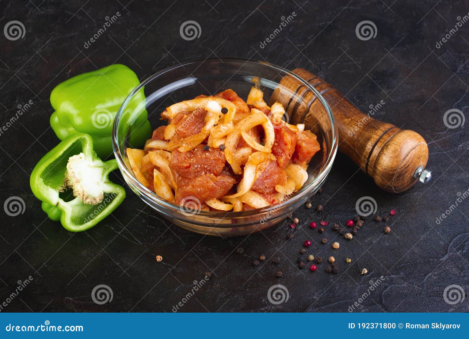 Pork Marinated with Onion, Spices and Bell Pepper Stock Photo Image
