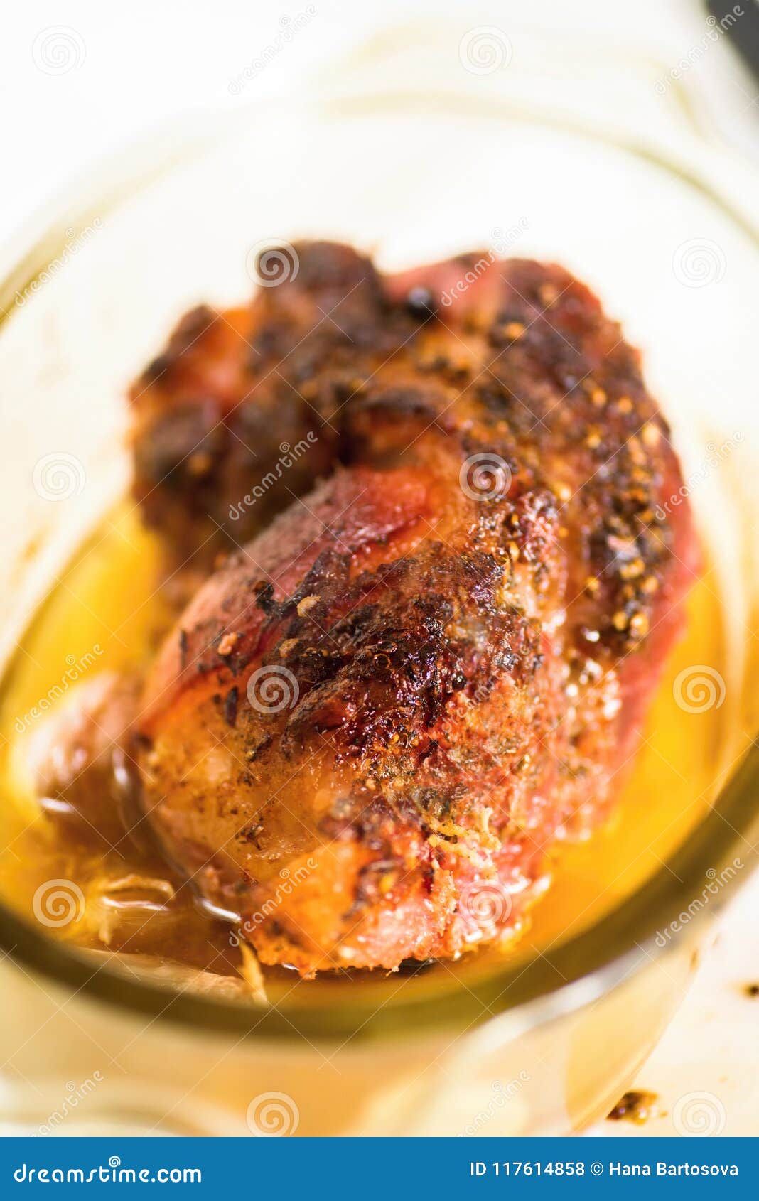 Pork meat in glass pan. stock photo. Image of lean, bright 117614858
