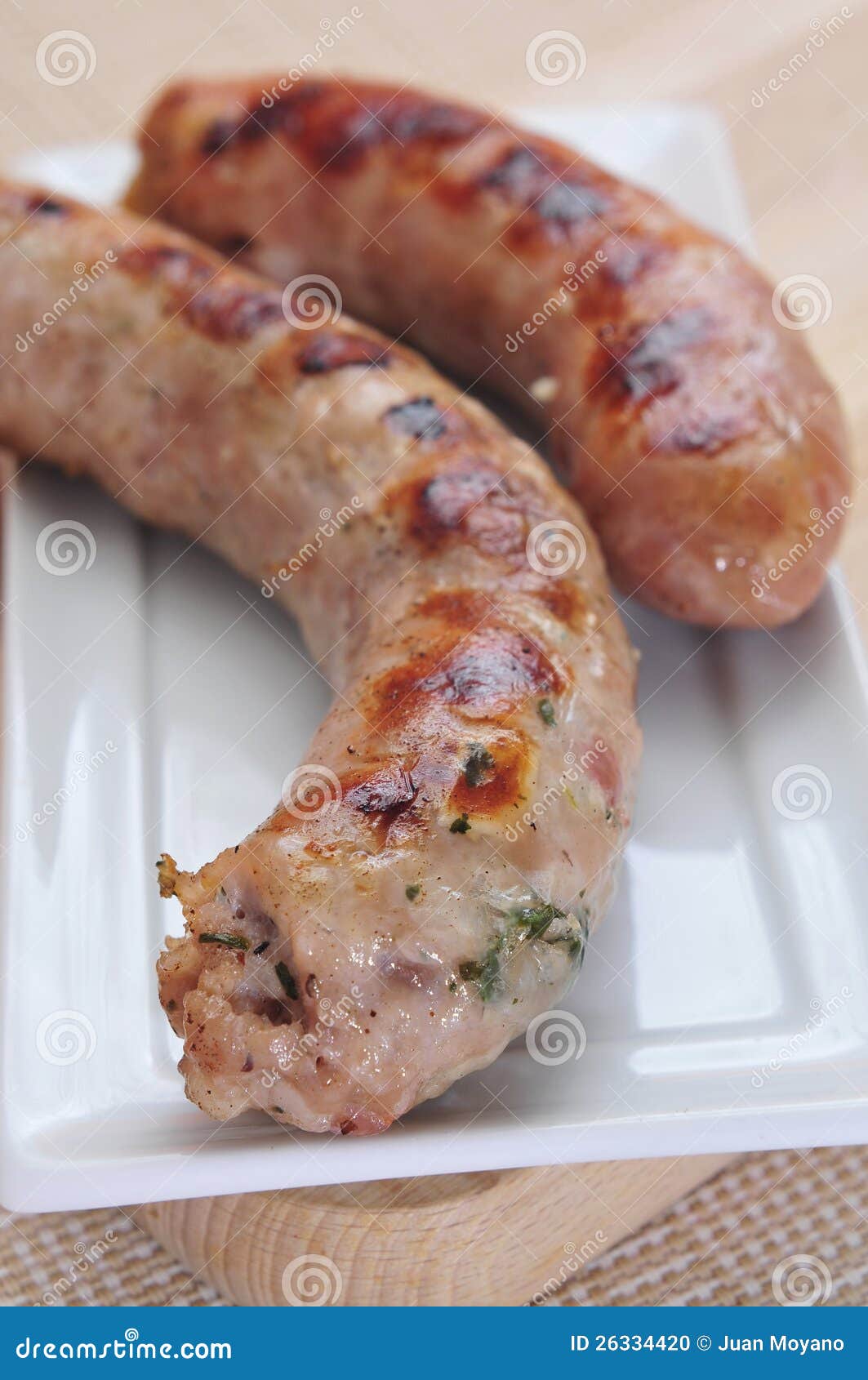 Pork meat sausages stock photo. Image of cookery, plate 26334420