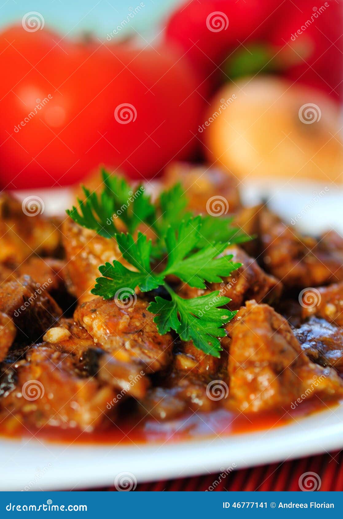 Pork meat stew stock image. Image of onion, background 46777141