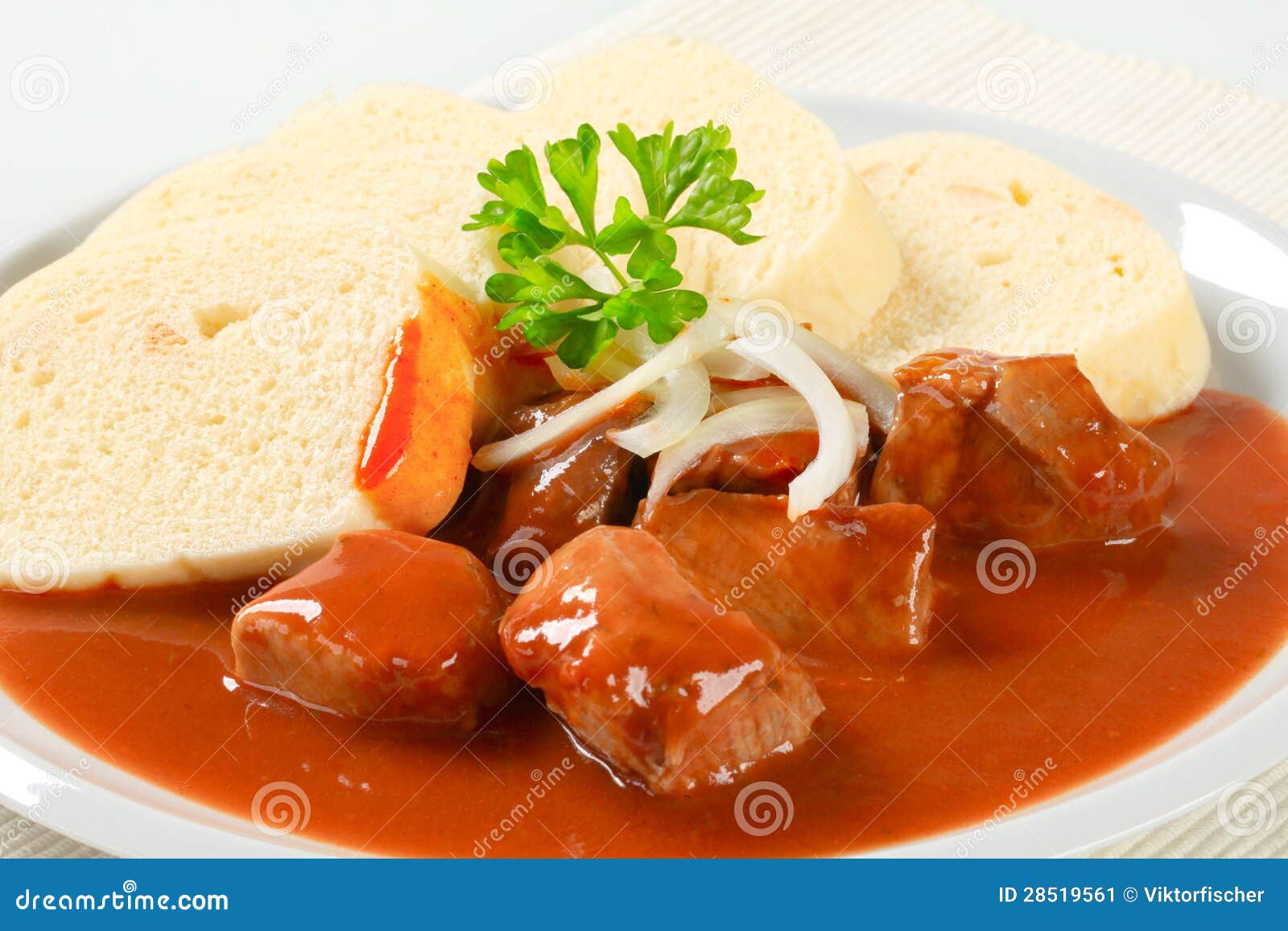 Pork Meat in Tomato Sauce with Dumplings Stock Image Image of closeup