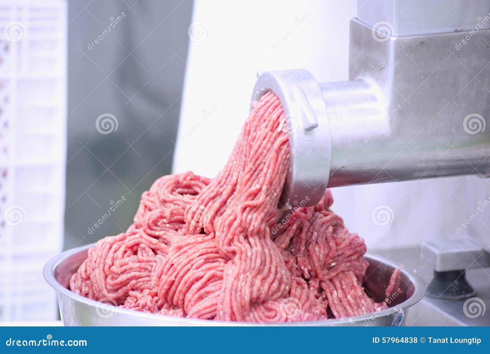 Pork Minced Meat Comes from Mincer Stock Photo Image of chop, iron 57964838