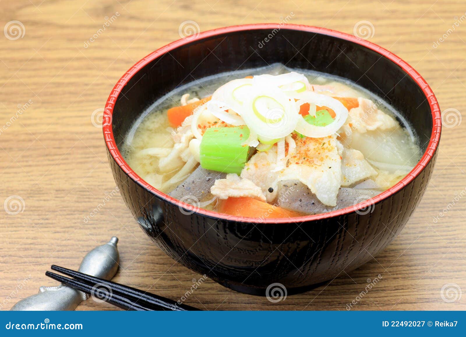 Pork miso soup stock image. Image of vegetables, meat 22492027
