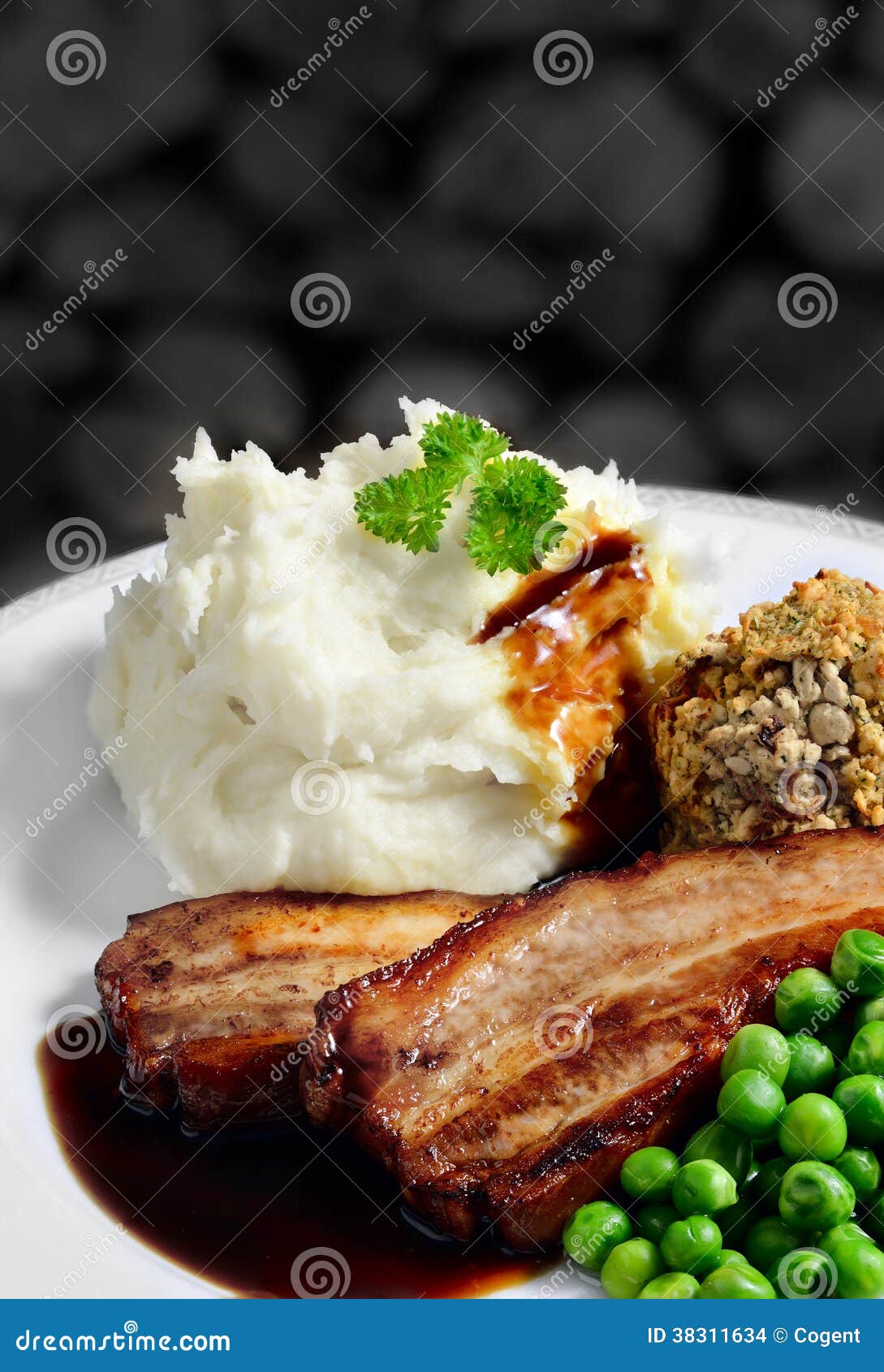 Pork Rashers and Mash stock photo. Image of meat, copy 38311634