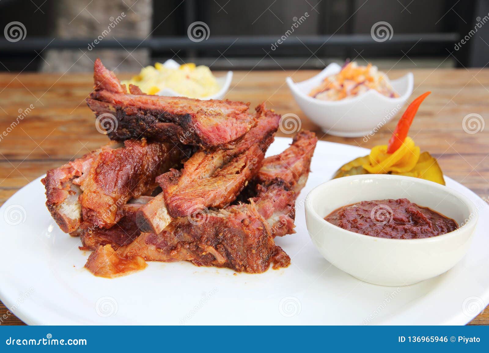 Pork rib barbecue stock photo. Image of baked, fire 136965946