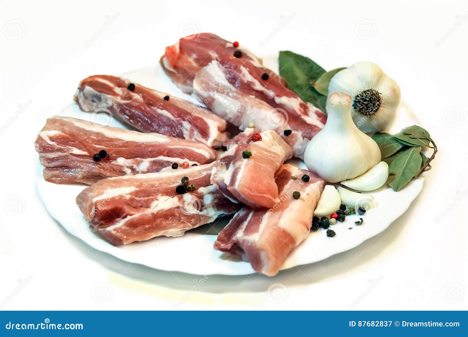 The Pork Ribs with Garlic Pepper and Bay Leaf Stock Image Image of
