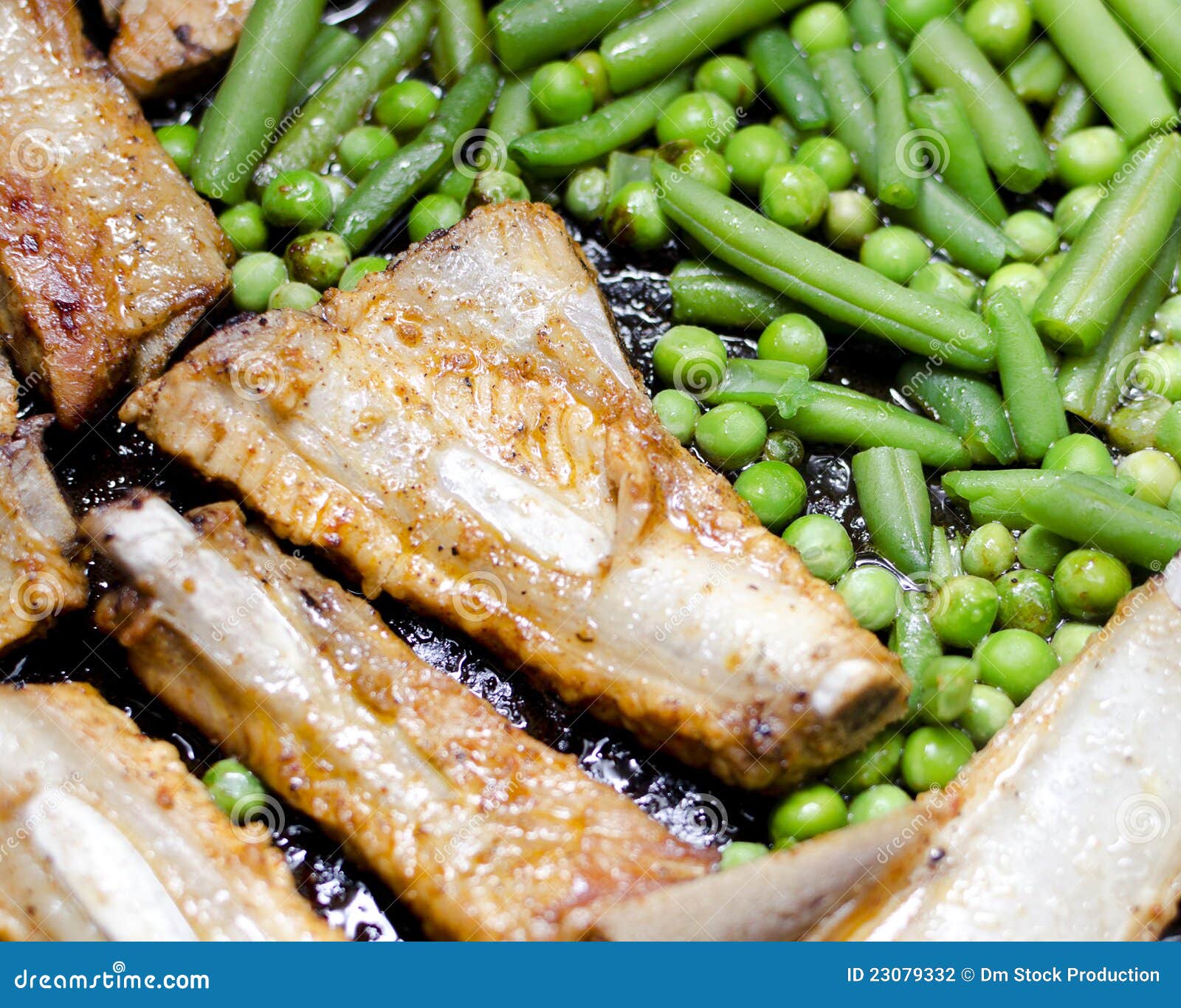 Pork Ribs with Peas and Green Beans Stock Photo Image of pork, beef
