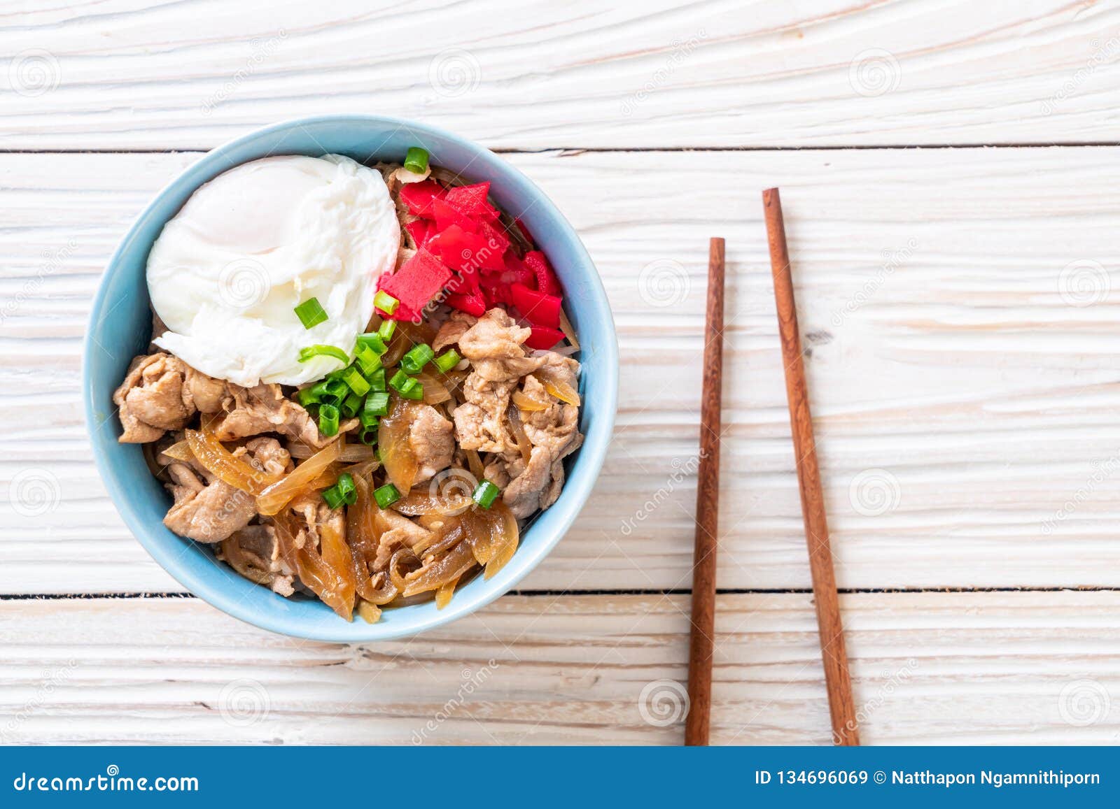Pork Rice Bowl with Egg (Donburi) - Japanese Food Stock Image - Image
