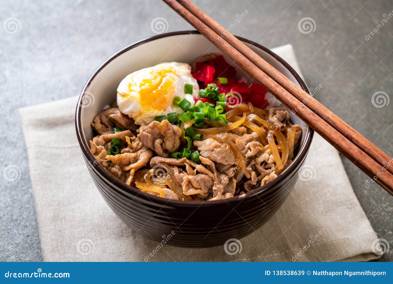 Pork Rice Bowl With Egg (Donburi) - Japanese Food Stock Image - Image