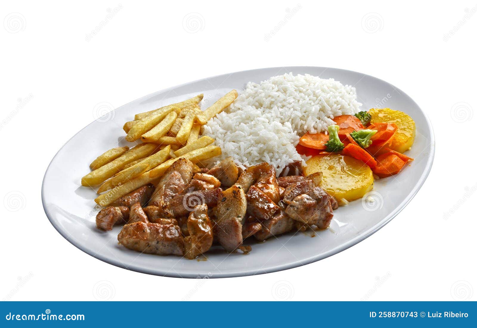 Pork with Rice and Potatoes Stock Image Image of cuisine, meal 258870743