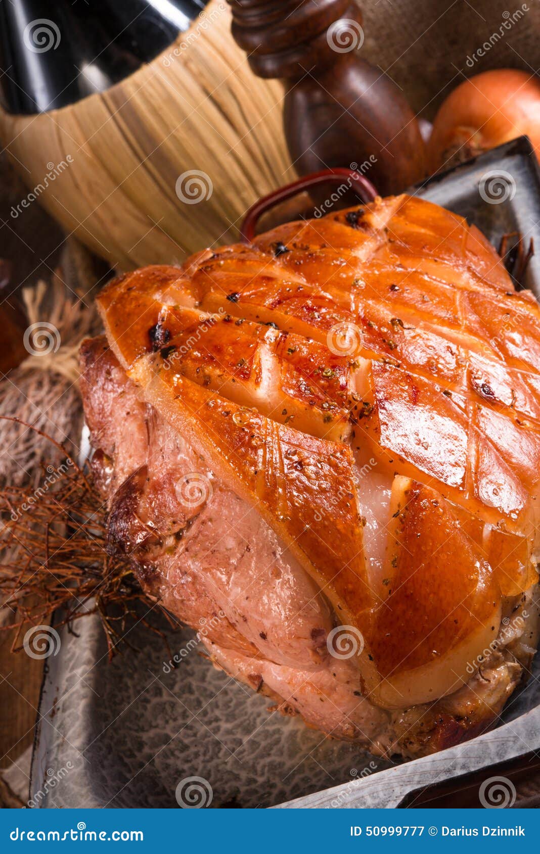 Pork roast with crackling stock image. Image of background 50999777